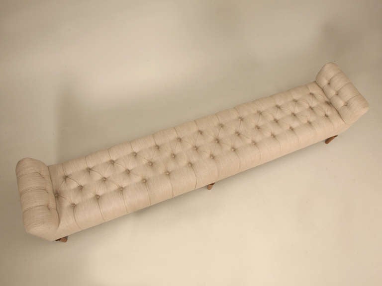 American Button Tufted Bench Made to Order in Any Dimension by Old Plank For Sale