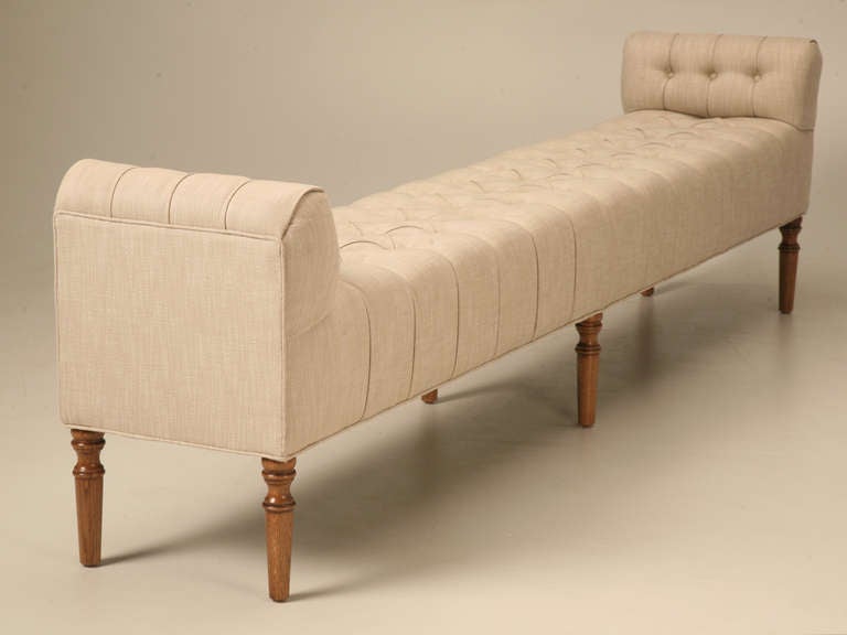 Button Tufted Bench Made to Order in Any Dimension by Old Plank  For Sale 2