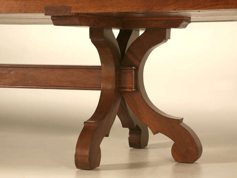 Contemporary Magnificent Custom Walnut Dining Table with Leaves For Sale