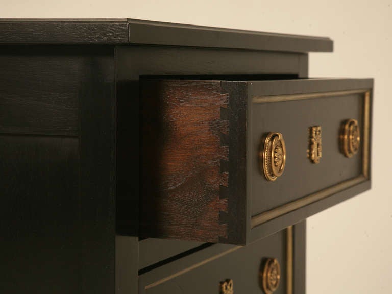 Ebonized Mahogany Directoire Style Nightstand In Excellent Condition For Sale In Chicago, IL
