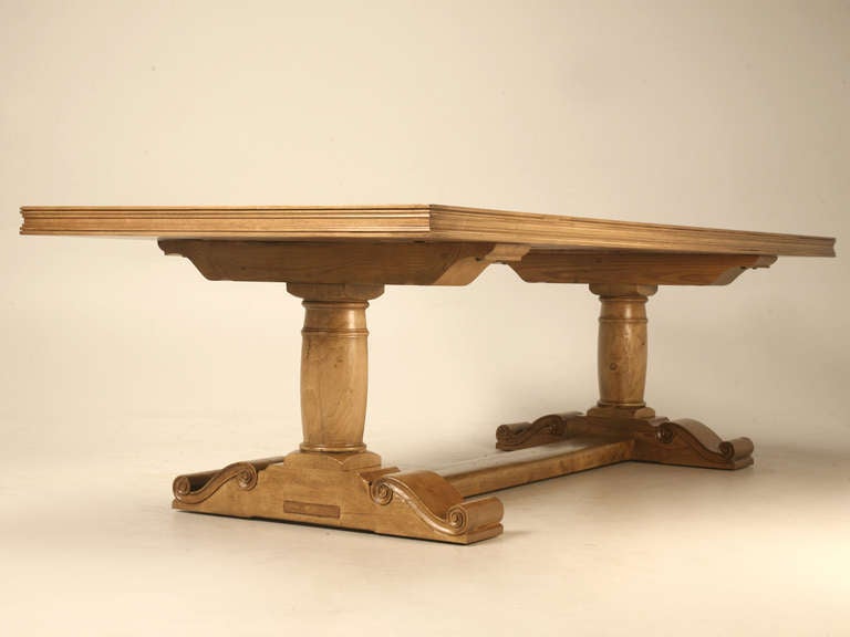 Custom Handmade Country French Walnut Trestle Dining Table in Any Dimension For Sale 2