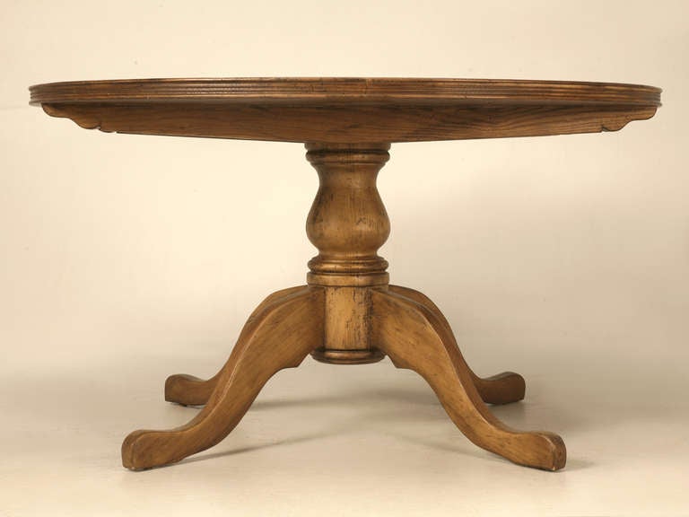 Country Handcrafted Round Oak Dining Table Available in Different Size Made in Chicago For Sale