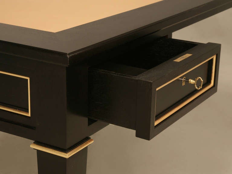 American Ebonized Mahogany French Directoire Style Desk Hand-Crafted in Chicago Any Size For Sale