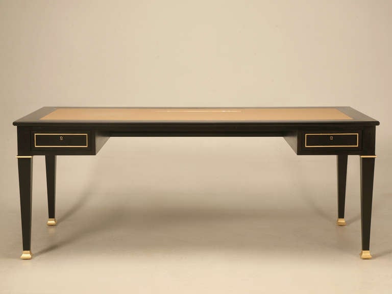 Contemporary Ebonized Mahogany French Directoire Style Desk Hand-Crafted in Chicago Any Size For Sale