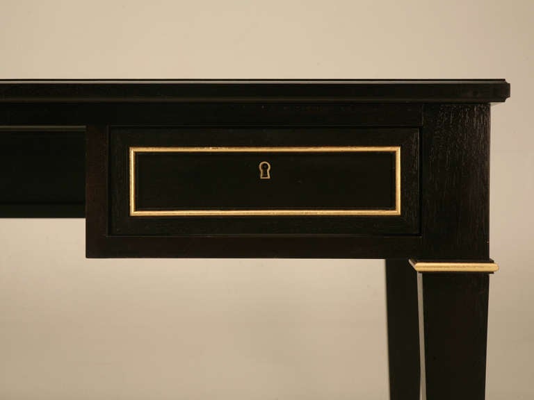 Leather Ebonized Mahogany French Directoire Style Desk Hand-Crafted in Chicago Any Size For Sale