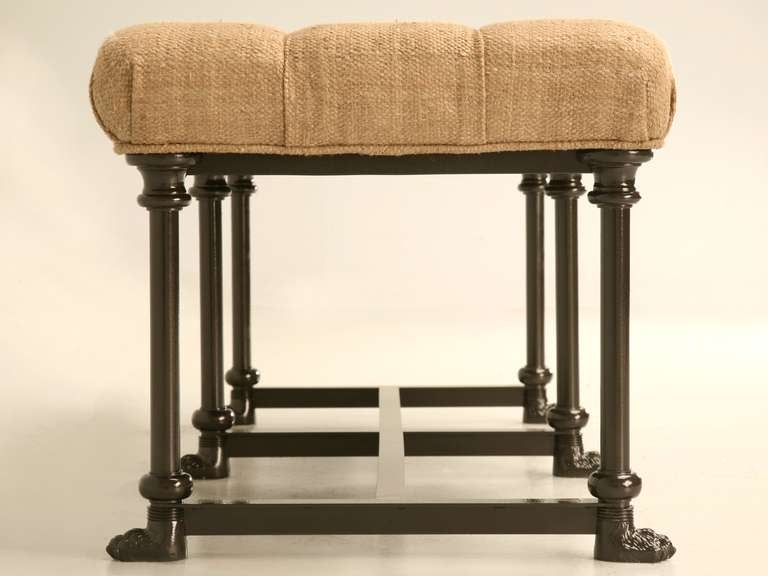Contemporary Custom-Made Bench with Steel Frame and Tufted Seat Available in Any Dimension For Sale
