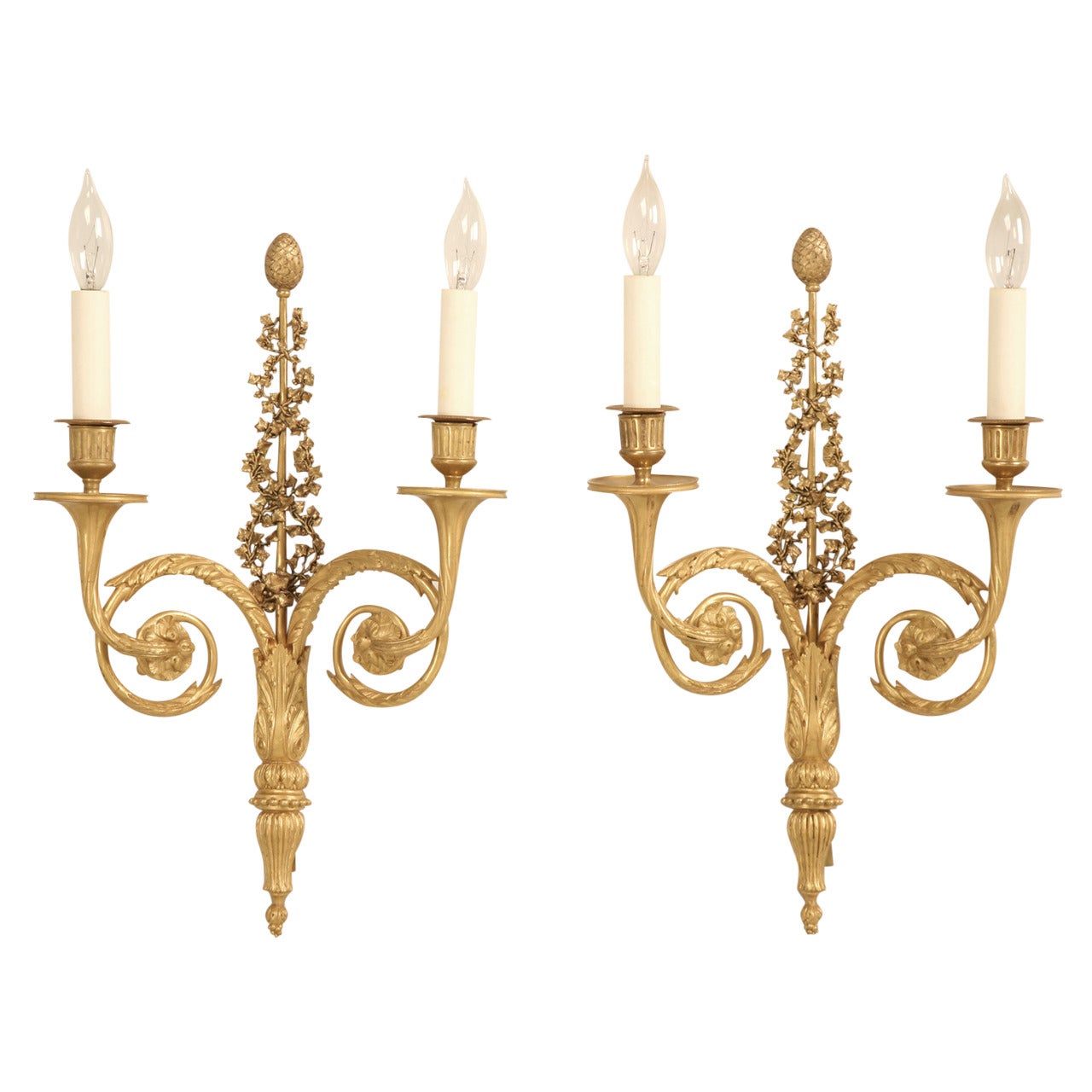 Vintage French Solid Brass Sconces