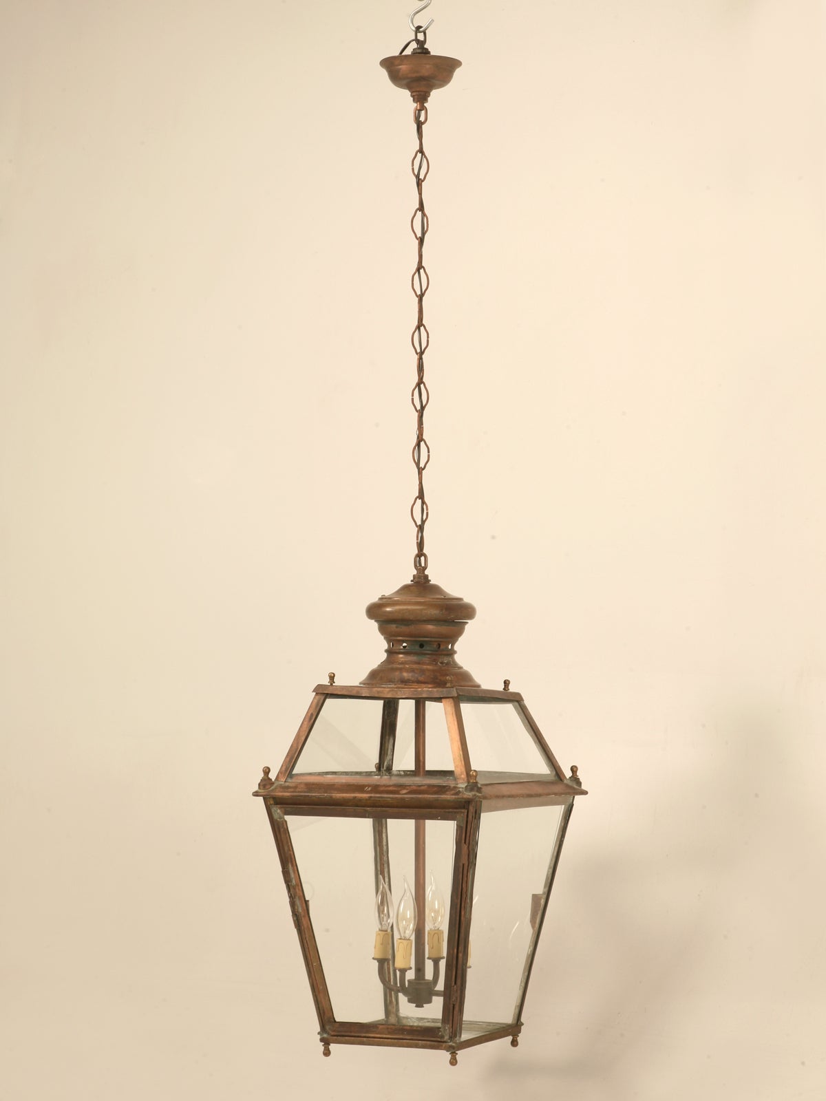 Incredible Antique French Copper Hanging Pendant Lantern-Just Rewired