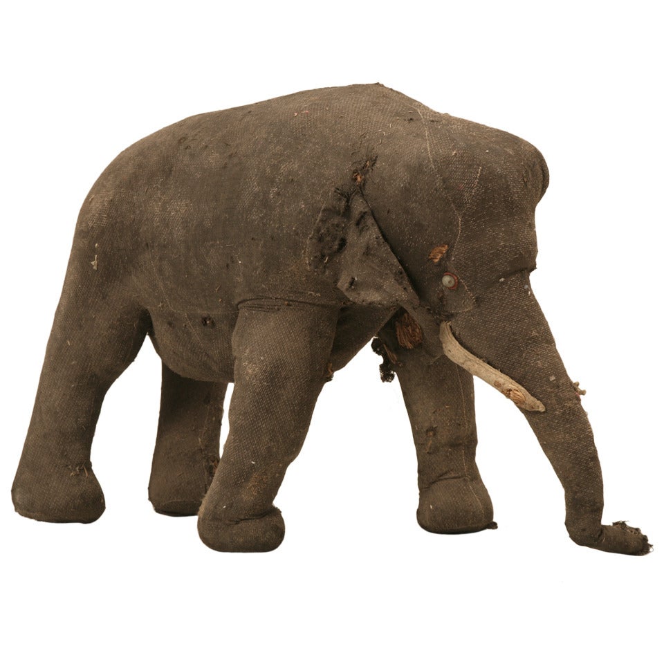 Antiquité française Child Childs Stuffed Elephant circa early 1900's Unrestored en vente