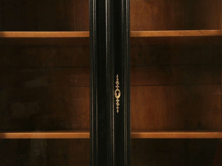 Walnut Circa 1880 Ebonized French Bookcase or China Cabinet