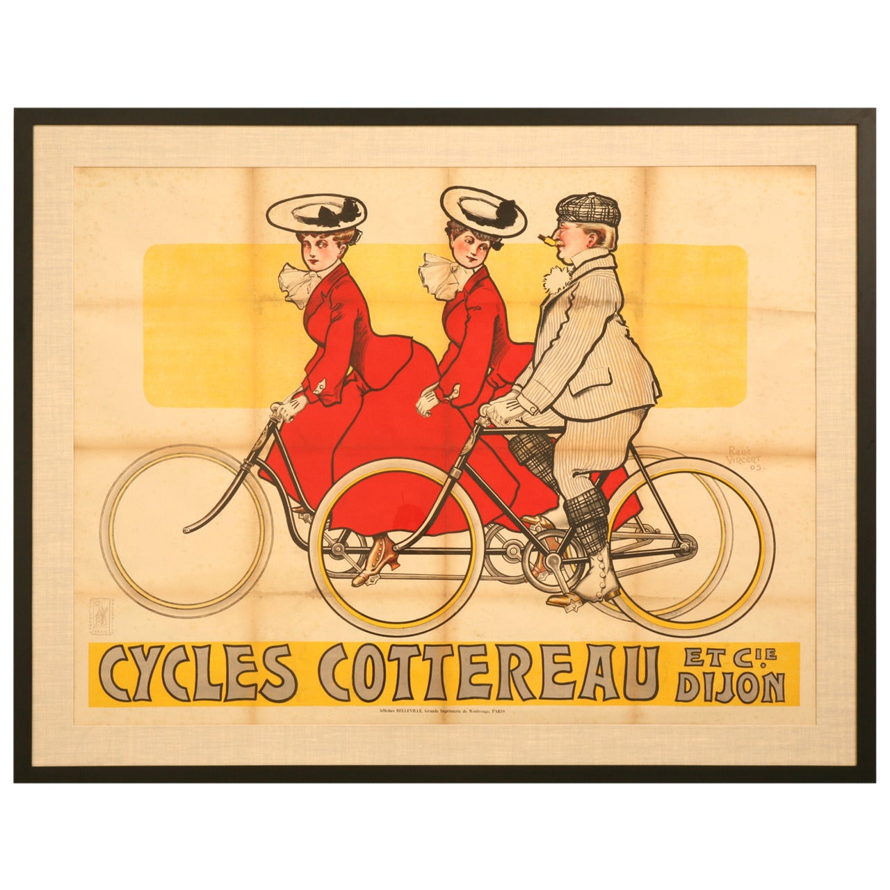 Bicycle Poster from Dijon, France circa 1905 by Rene Vincent, 1stdibs New York