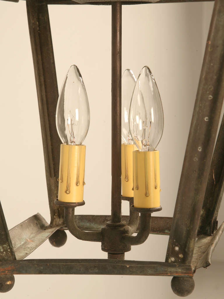 Original Antique French Copper Lantern on Hand-Wrought Iron Bracket-Just Rewired 2