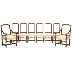 Amazing Set of 8 (6+2) French Os de Mouton Fully Restored Dining Room Chairs