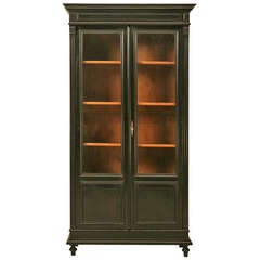 Circa 1880 Ebonized French Bookcase or China Cabinet