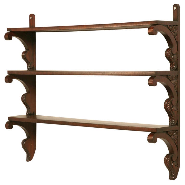 Antique English Mahogany 3 Tier Wall Shelves at 1stDibs mahogany wall