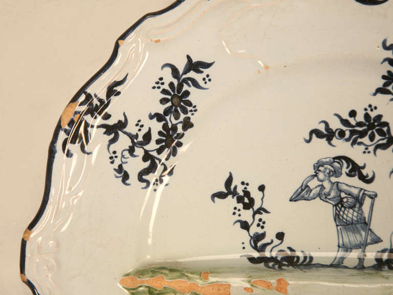 Earthenware Antique French Asparagus Plate by Emile Galle c1880's For Sale