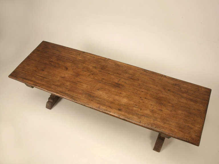 Beautiful 10 foot long, circa 1840 trestle farm table from the Umbria region of Italy. Our Old Plank workshop carefully disassembled the entire table, rebuilt all the assembly joints to ensure another 100 years of faithful service. Take a good look