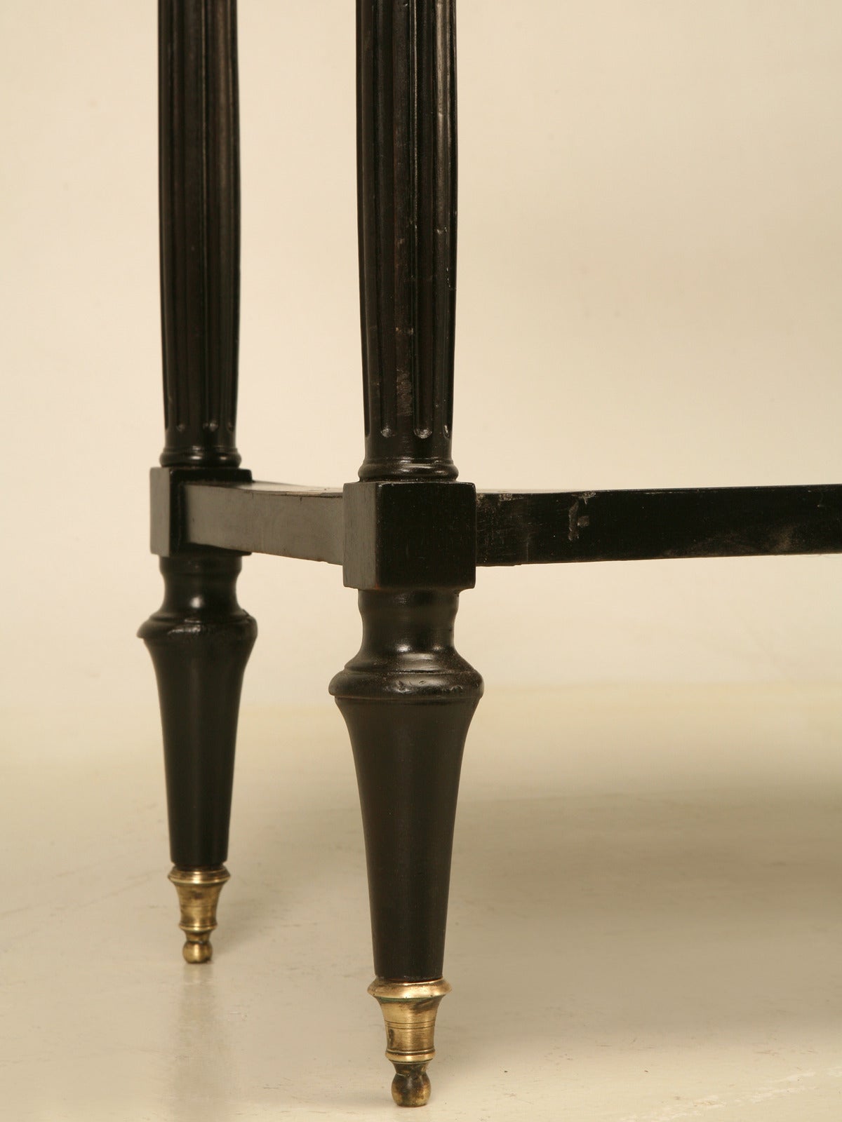 French Antique Console Table in Ebonized Mahogany with a Brass Gallery 5