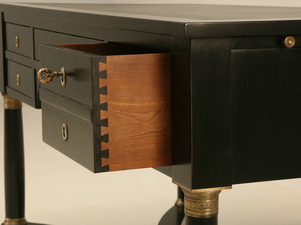 Mid-20th Century French Empire Style Black Lacquer Desk