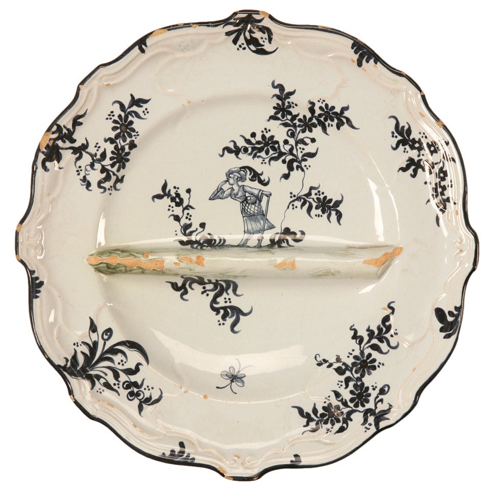 Antique French Asparagus Plate by Emile Galle c1880's  For Sale