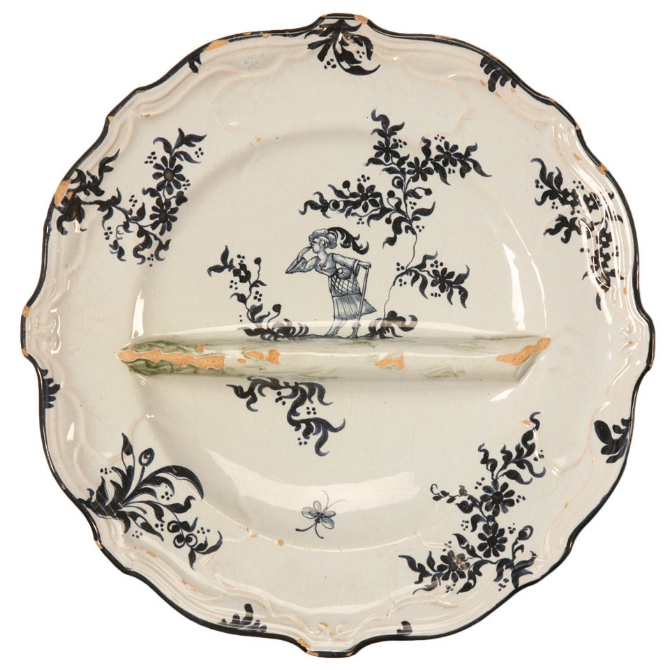 Antique French Asparagus Plate by Emile Galle c1880's
