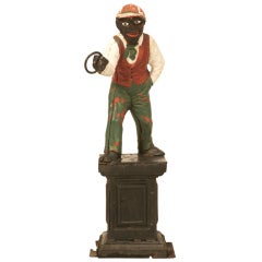 Original Black Americana "Jocko the Jockey" Cast Iron Hitching Post 2