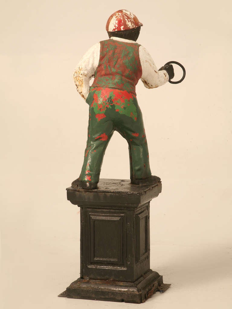 Original Black Americana "Jocko the Jockey" Cast Iron Hitching Post at