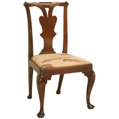 Used Original 18th Century Irish Mahogany Chippendale Chair w/Painted Silk Seat