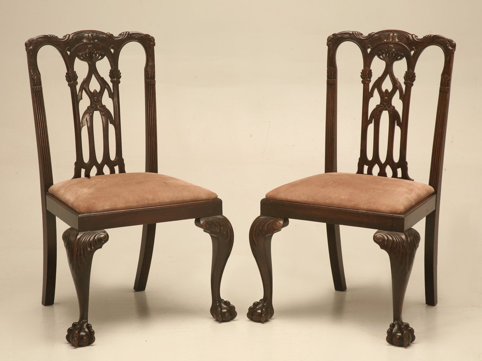 Incredible Pair of Antique Dutch Chippendale Side Chairs w/Exquisite Details