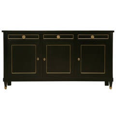 French Louis XVI Style Buffet Done in a Traditional Ebonized Finish