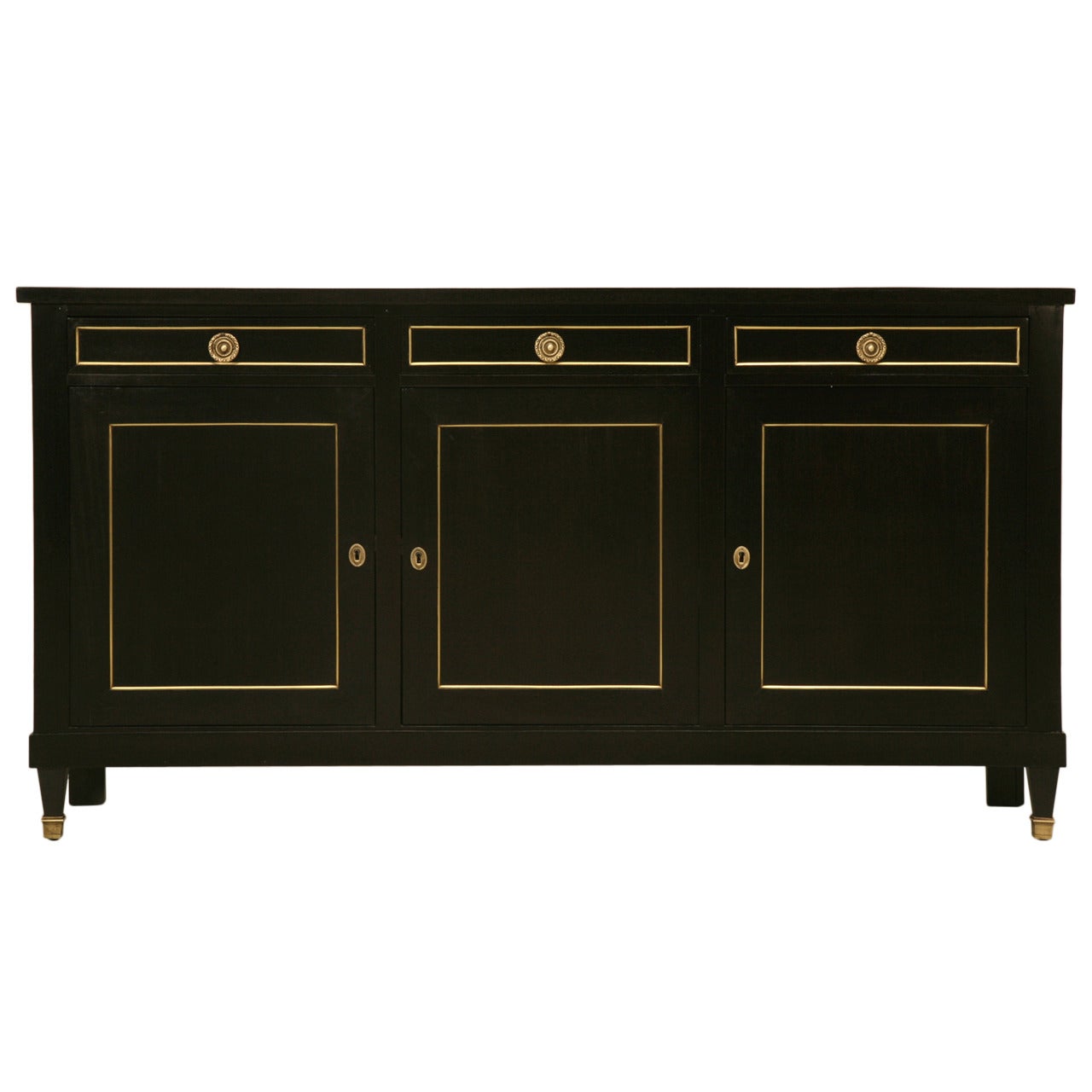 French Louis XVI Style Buffet Done in a Traditional Ebonized Finish