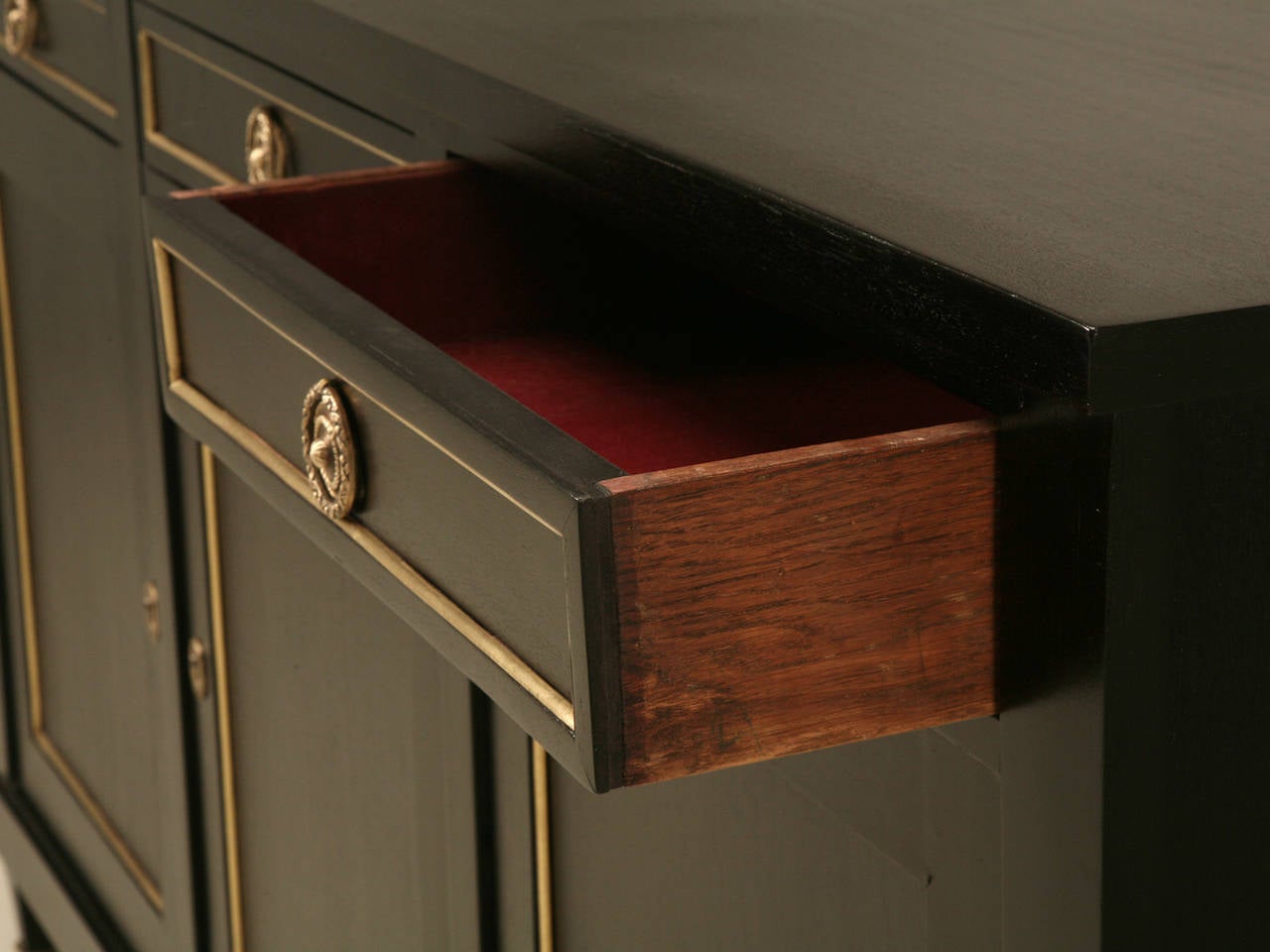 French Louis XVI Style Buffet Done in a Traditional Ebonized Finish 1