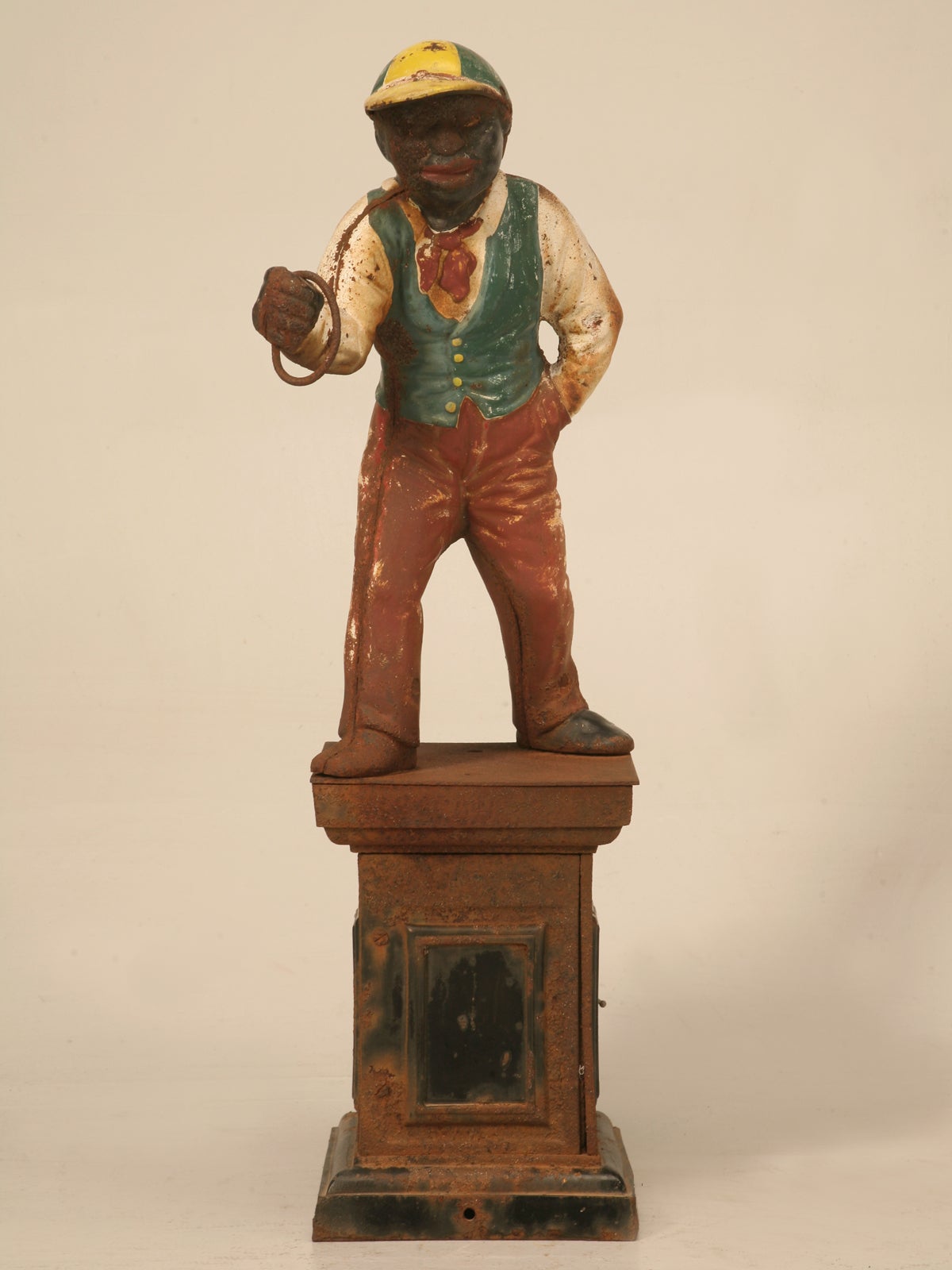 Original Black Americana "Jocko the Jockey" Cast Iron Hitching Post at