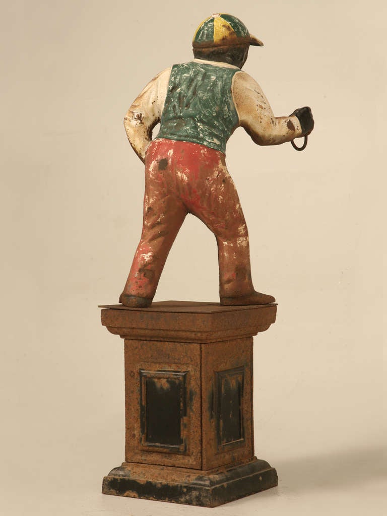Original Black Americana "Jocko the Jockey" Cast Iron Hitching Post at