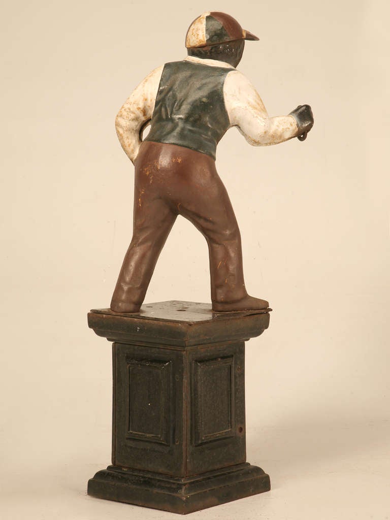 Original Black Americana "Jocko the Jockey" Cast Iron Hitching Post For
