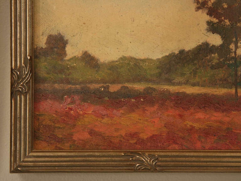20th Century Original Antique French Oil Painting of a Landscape in Newer Custom Frame