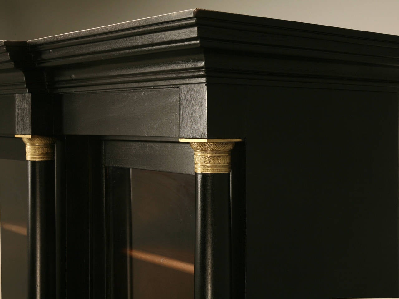 French Empire Style Bookcase with an Ebonized Magohany Finish In Good Condition In Chicago, IL