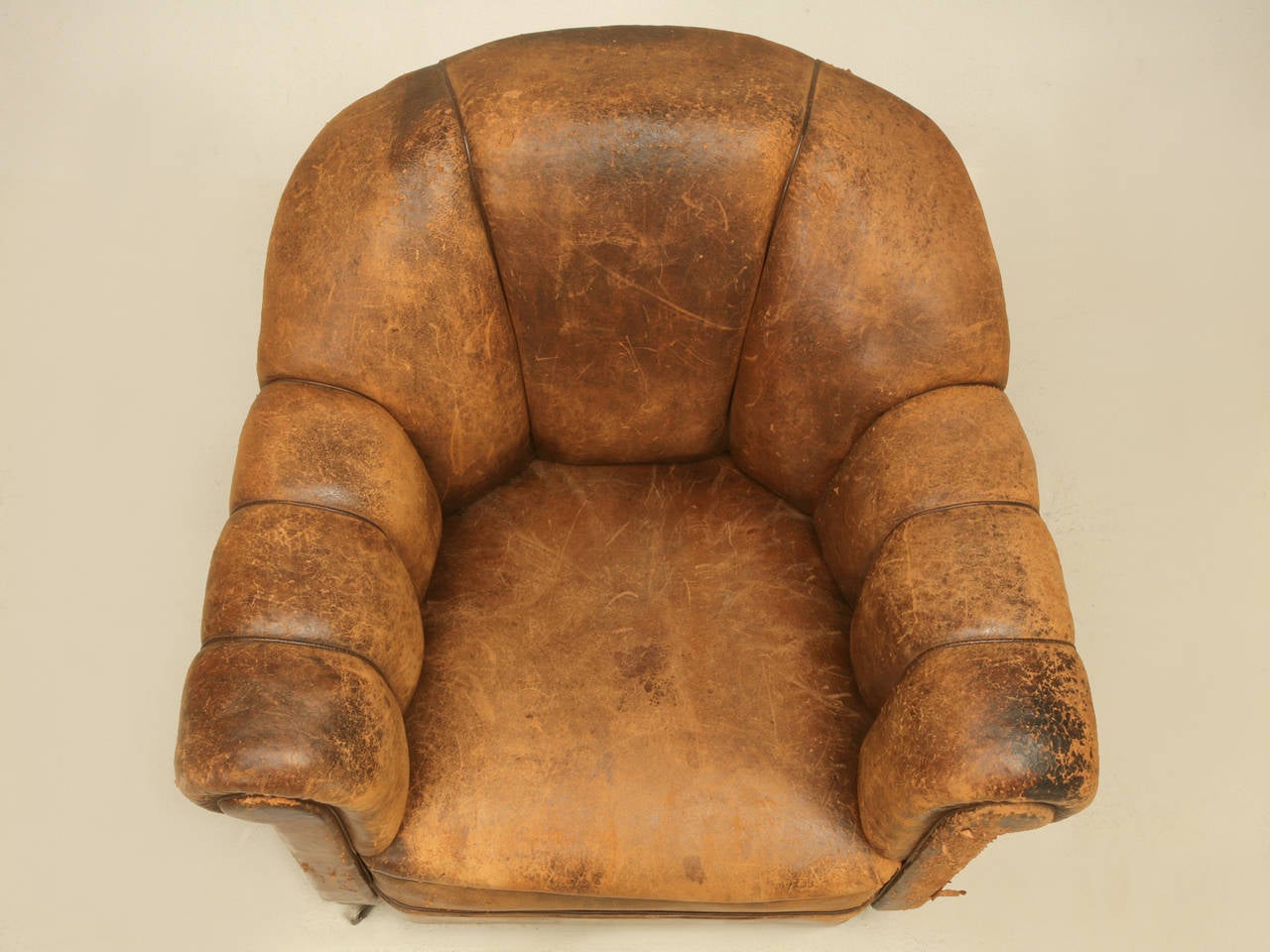 Art Deco French Original Leather Lounge Chair