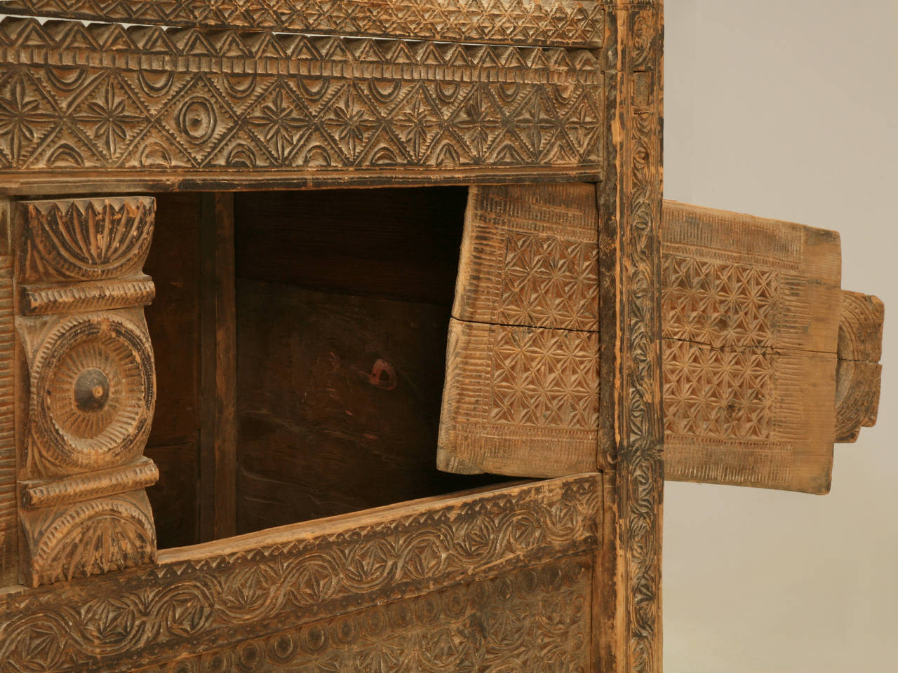 Hand-Carved Swat Chest from the Swat Valley of Pakistan c1800's Original and Unrestored For Sale