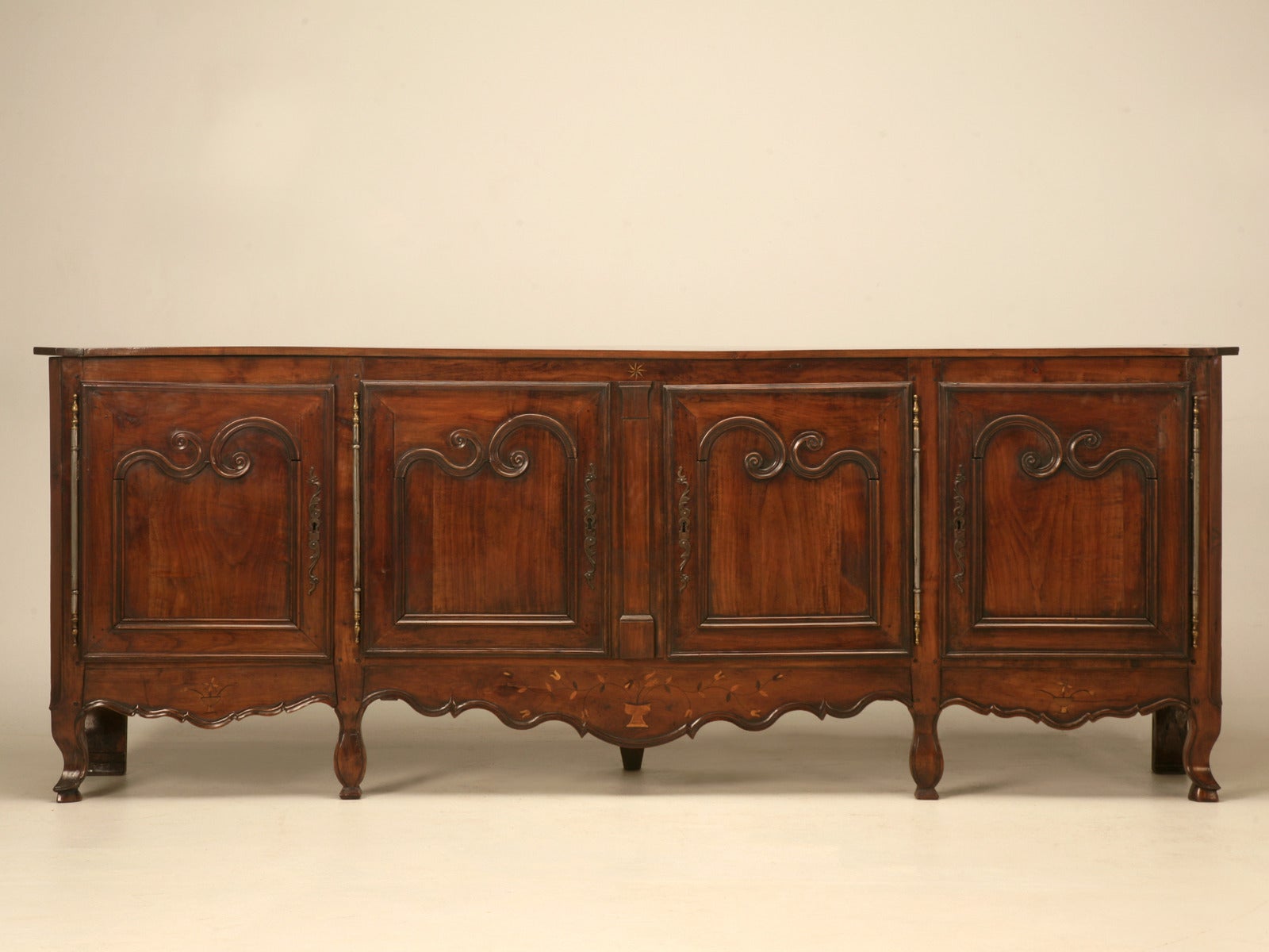 Circa 1820 French Cherry Wood Buffet and Extremely Shallow