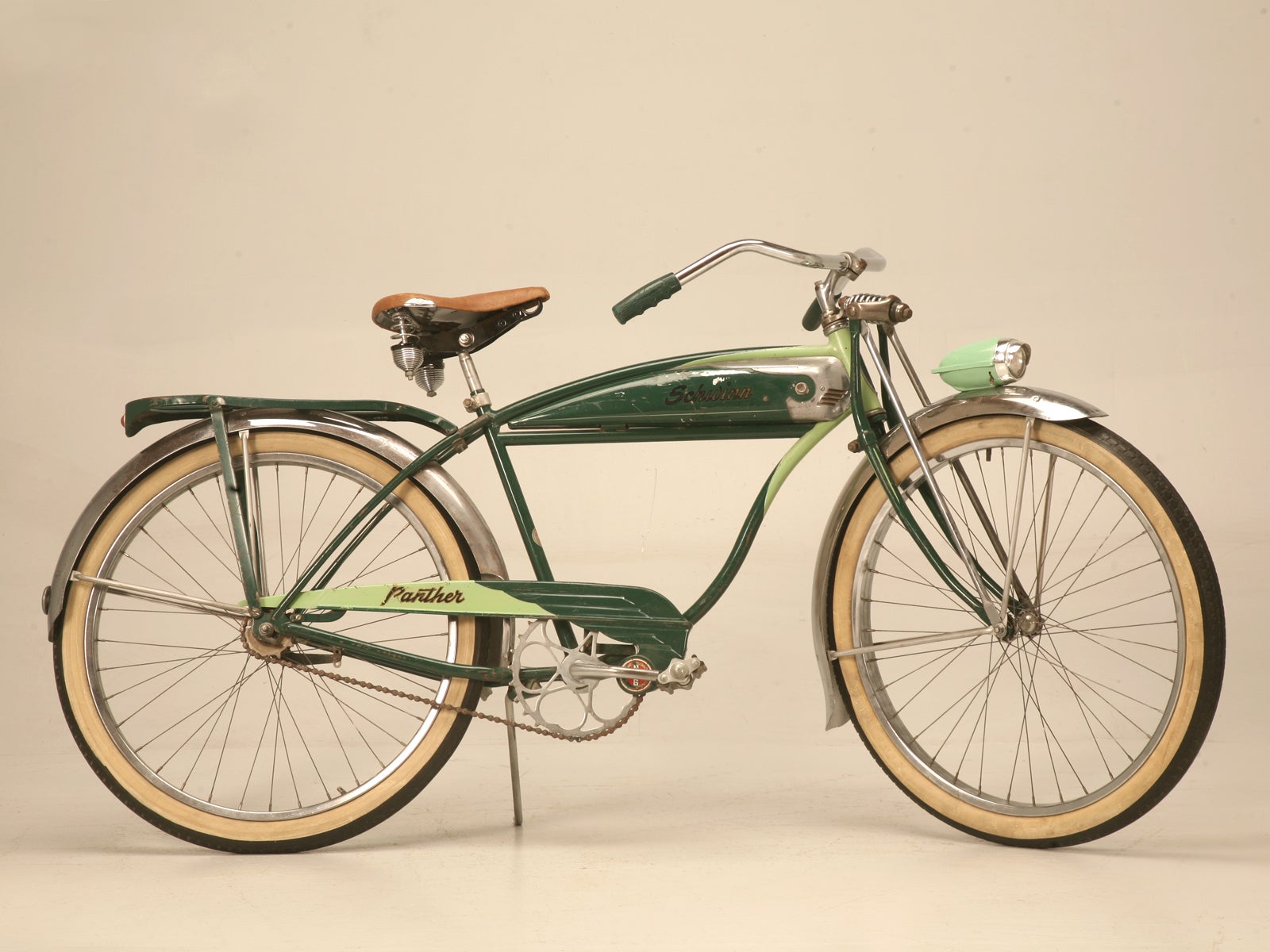 Early 1950's Original Schwinn Panther Bicycle w/Delta Rocket Ray Headlight