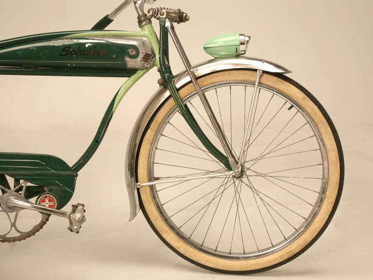 This particular Schwinn Panther bicycle was built in Chicago in 1953. If you were a kid in America in the 1950's you remember these bikes were the Holy Grail. If you were fortunate enough to have one, your playmates of course bowed to you and if you