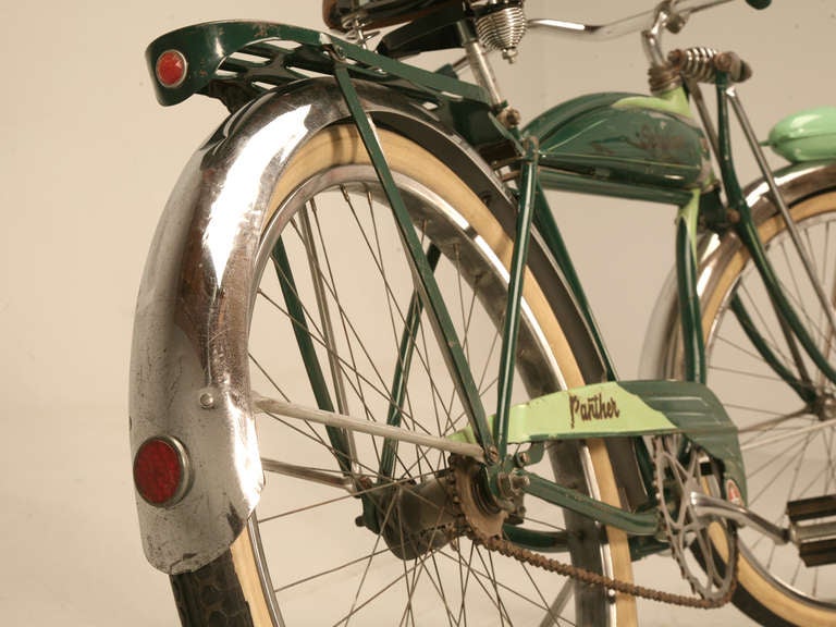 Steel Early 1950's Original Schwinn Panther Bicycle w/Delta Rocket Ray Headlight