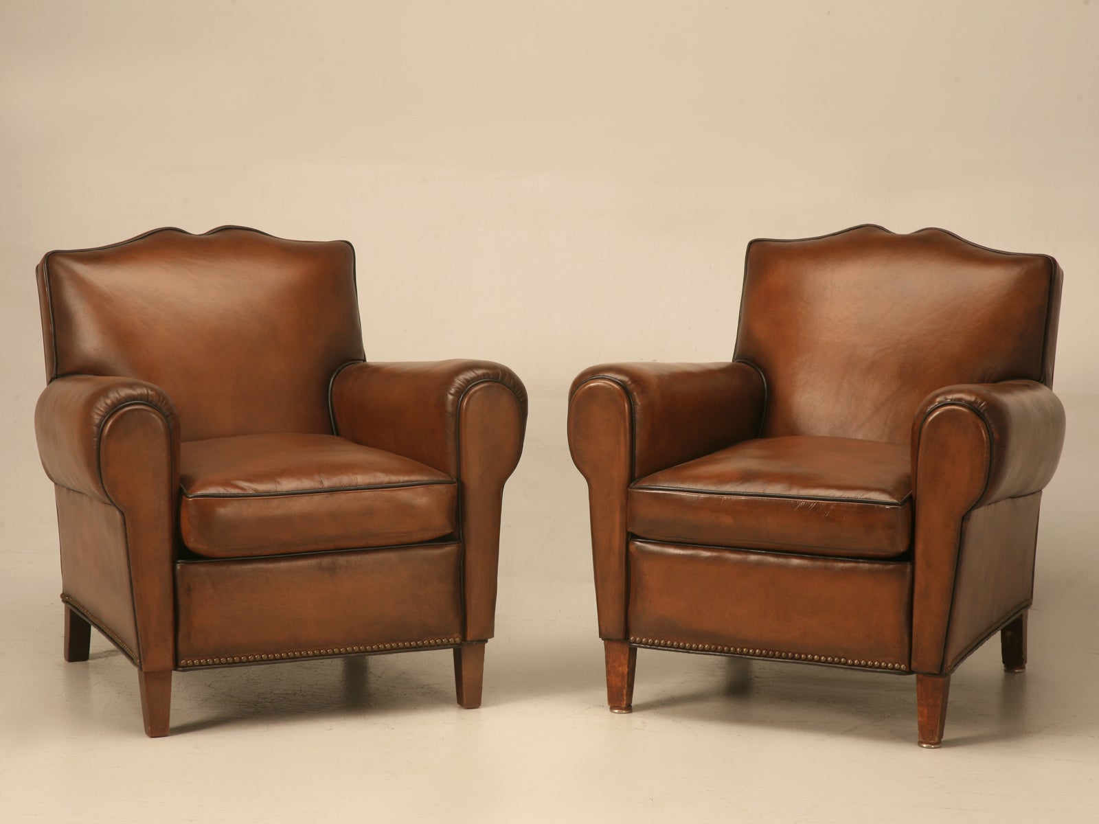 Pair Fully Restored 1930's French Club Chair w/Moustache Back & New Everything