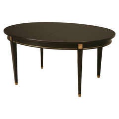 Black French Vintage Directoire Style Dining Table with Three Leaves