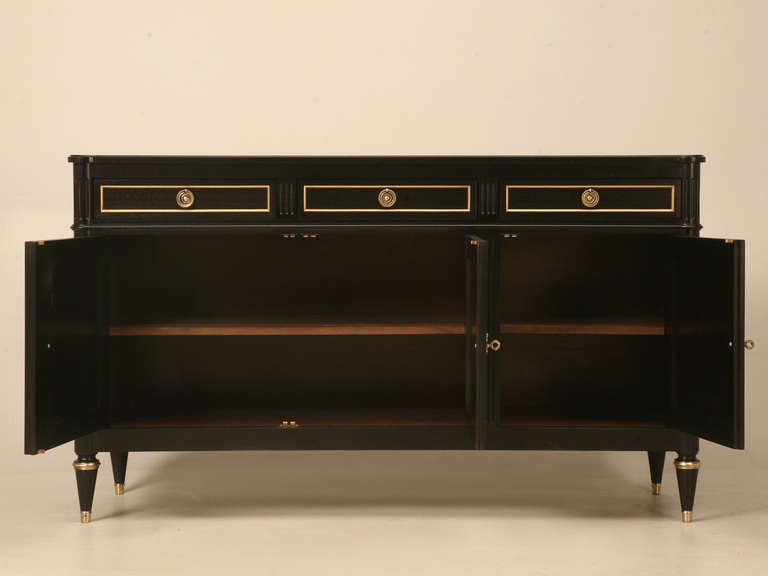 French Style Louis XVI Ebonized Mahogany Buffet by Old Plank Cabinetry Any Size For Sale 5