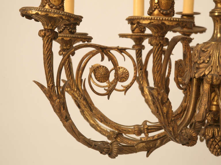 Antique French Solid Bronze Twelve-Light Chandelier 1