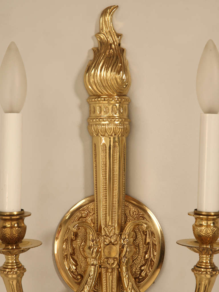 Unknown Vintage Solid Brass French Sconces