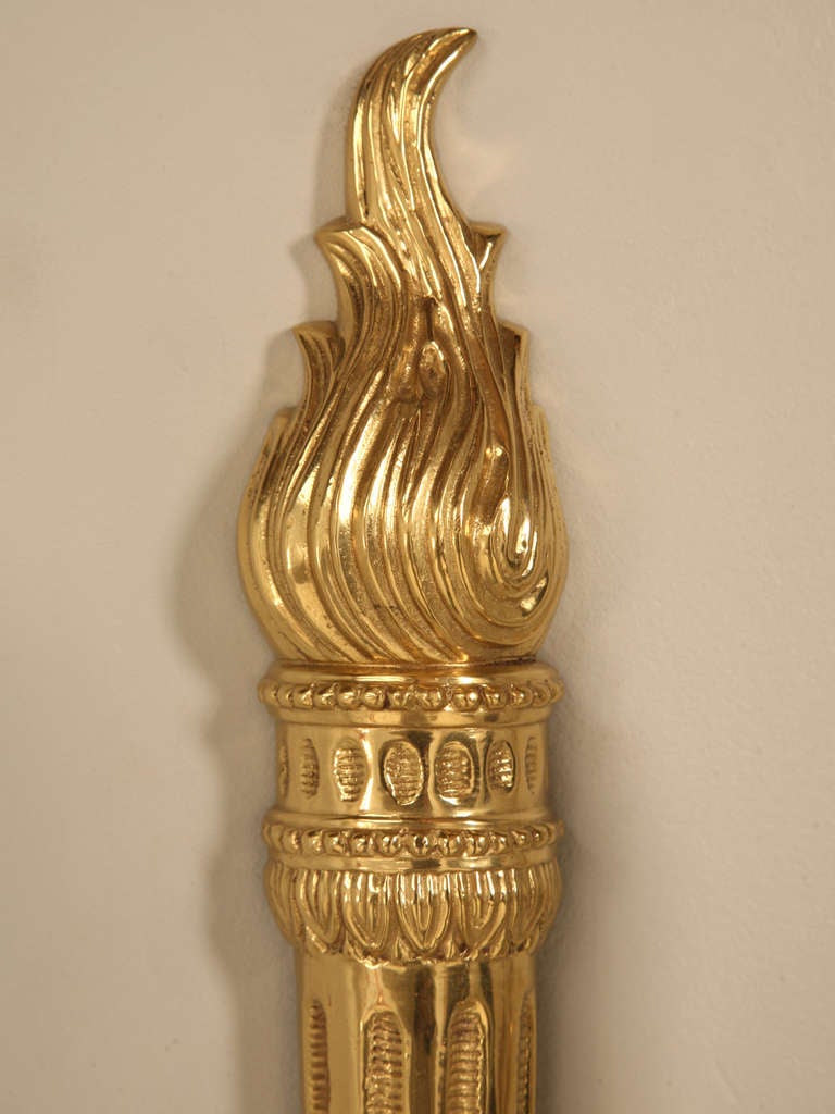 Vintage Solid Brass French Sconces In Excellent Condition In Chicago, IL