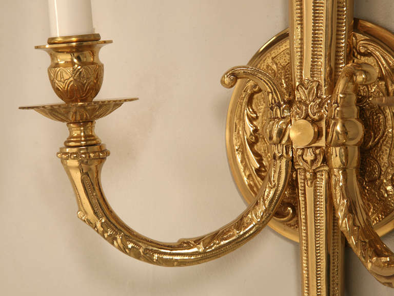 Vintage Solid Brass French Sconces 1